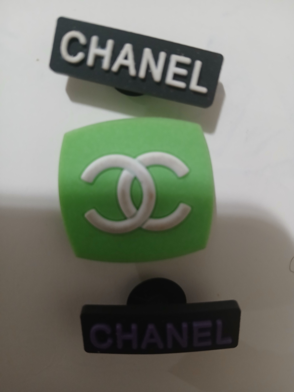 Chanel Logo Green & Black Shoe Charms for Crocs